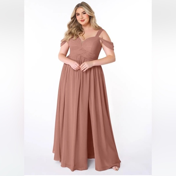 Azazie Dresses & Skirts - NWT Azazie Lianne Elegant Rose Pink Off-Shoulder Women's Dress Size A18